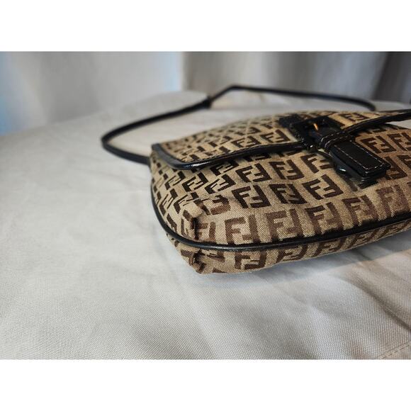 Fendi Vintage Zucchino Zucca Canvas Crossbody Bag Brown FF logo Messenger - Picture 7 of 15